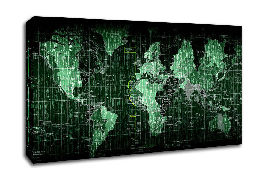 Matrix World Map Canvas Wall Art