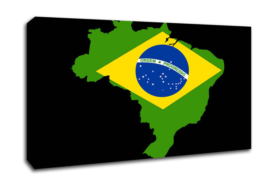 Brazillian Flag Map Canvas Wall Art
