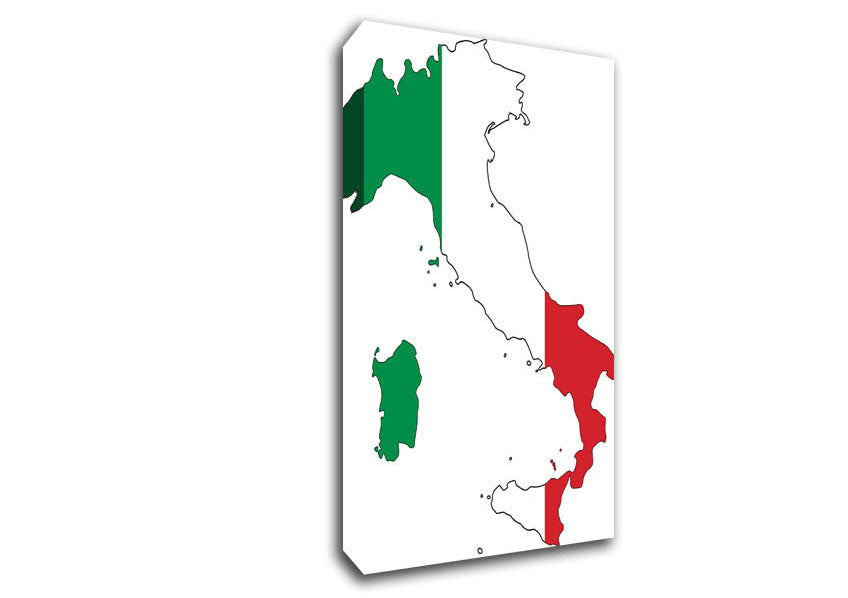 Italy Flag Map Canvas Wall Art