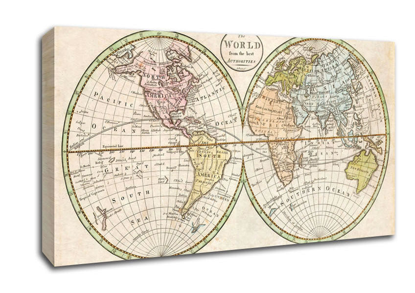Map Of The World Pre American Map Canvas Wall Art
