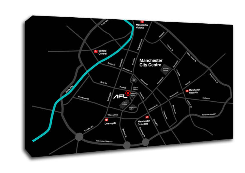 Manchester City Map Canvas Wall Art