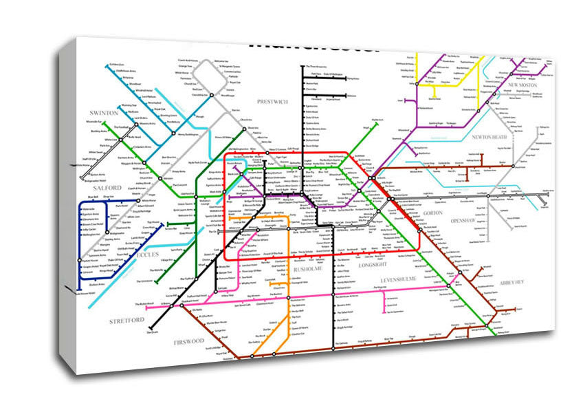 Manchester Pub Tube Map Canvas Wall Art