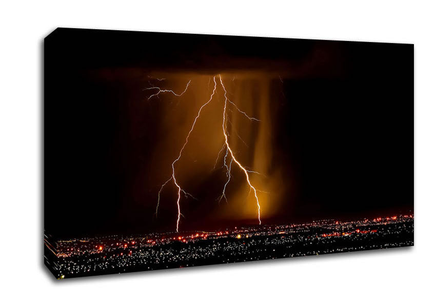Night Lightning Canvas Wall Art