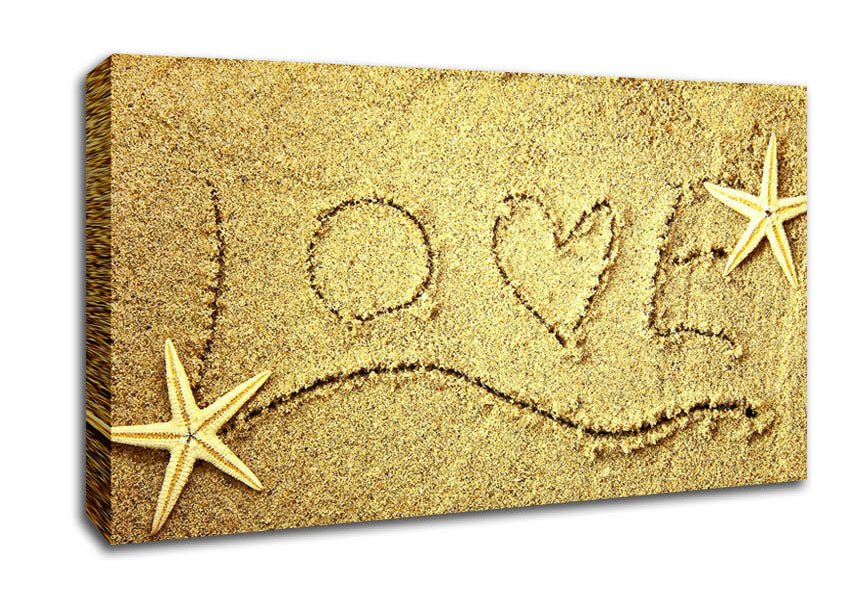 Love Message In The Sand Canvas Wall Art