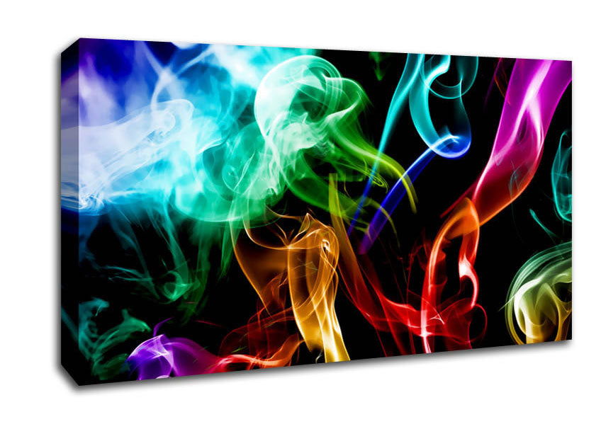 Mulit-Coloured Smoke On Black Canvas Wall Art