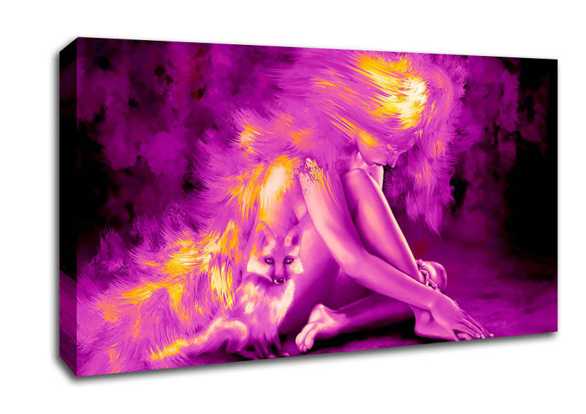 Pink Fire Fox Canvas Wall Art