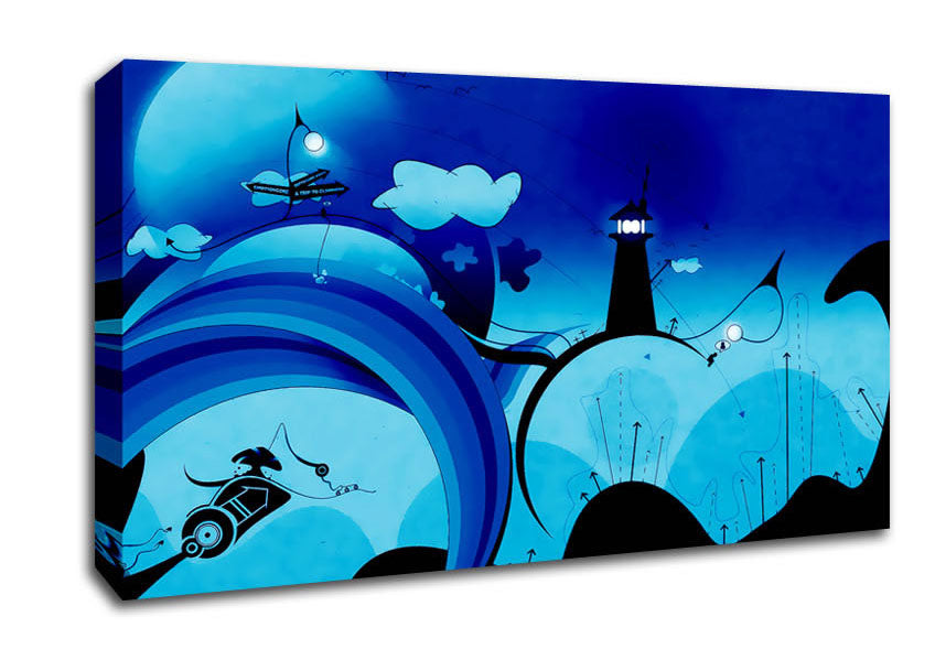 Magical Blue Lighthouse Canvas Wall Art