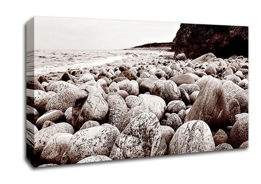 Pebbles Of The Ocean Brown Canvas Wall Art