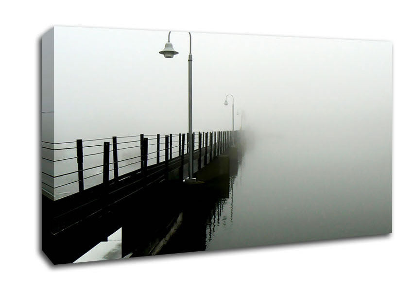 Misty Ocean Pier Canvas Wall Art