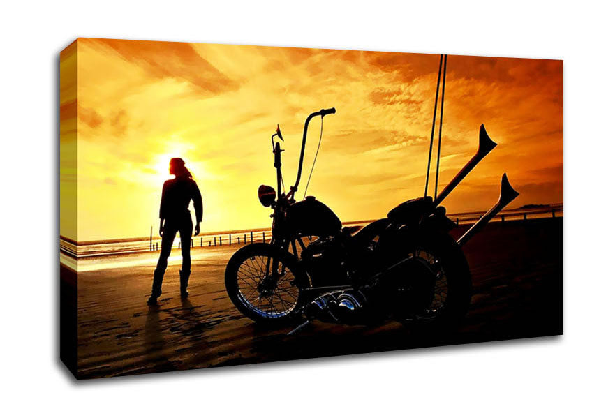 Harley Davidson Sunset Canvas Wall Art