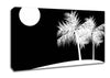 Palm Tree Moon White On Black Canvas Wall Art