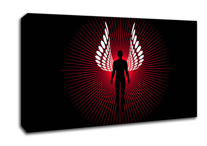 Male Angel Wings Red Canvas Wall Art