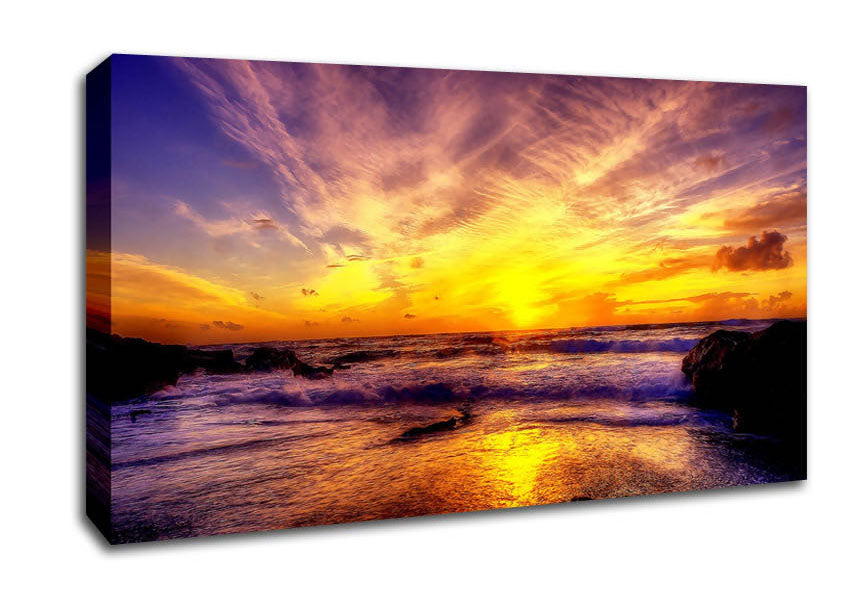 Paradise Beach With Blazing Skies Canvas Wall Art