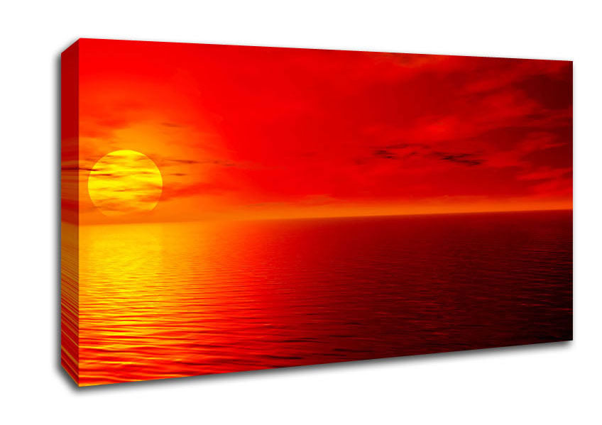 Orange Sunlit Ocean Canvas Wall Art