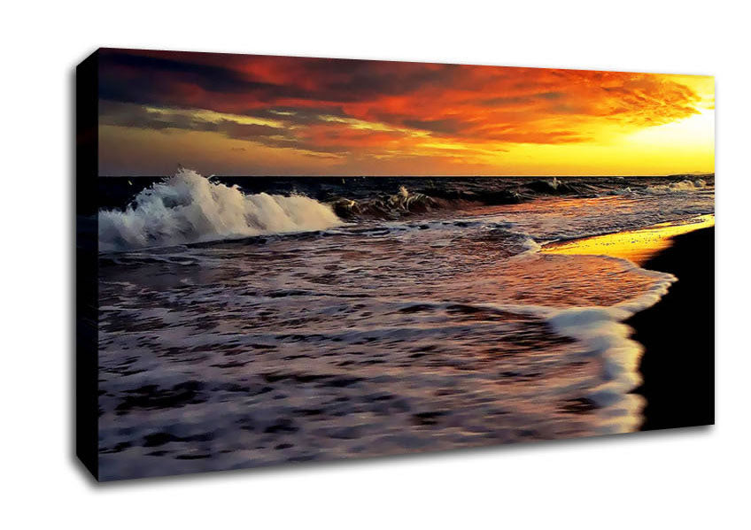 Ocean Waves At Dusk Canvas Wall Art
