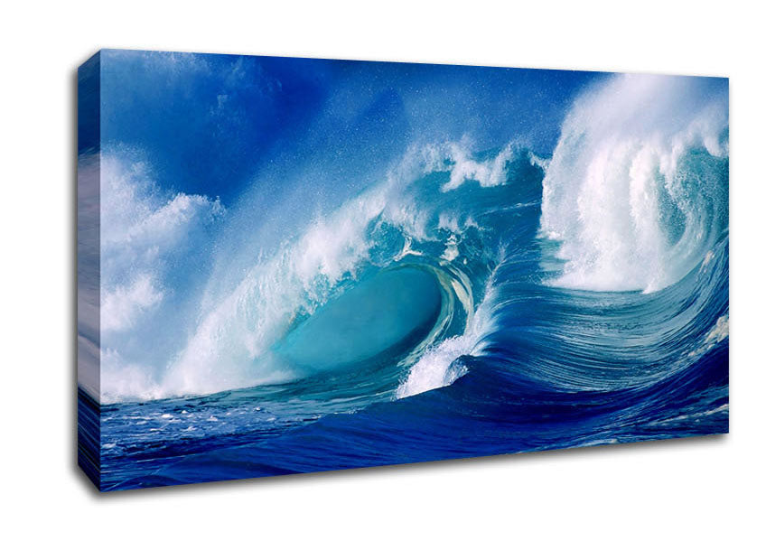 Huge Crashing Blue Ocean Wave Canvas Wall Art