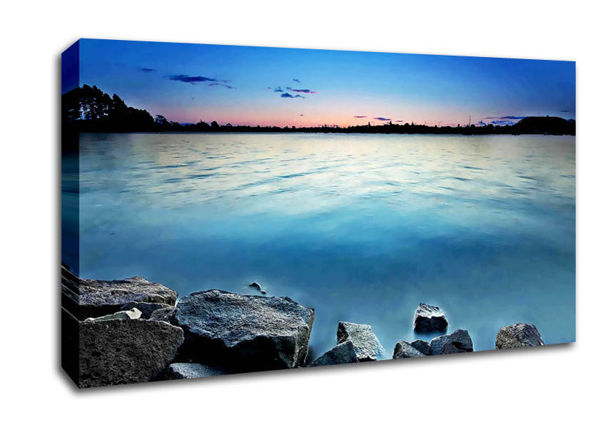 Ice Blue Ocean Rocks Canvas Wall Art