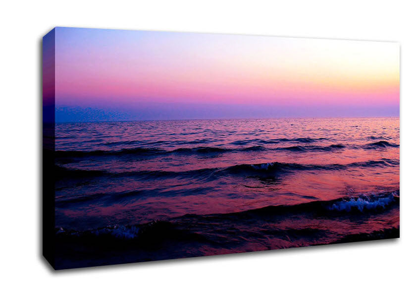 Pink n Purple Waves Of The Ocean Canvas Wall Art