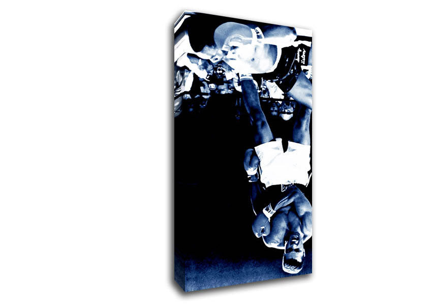 Muhammad Ali V Sonny Liston Knock Out First Round Blue Canvas Wall Art