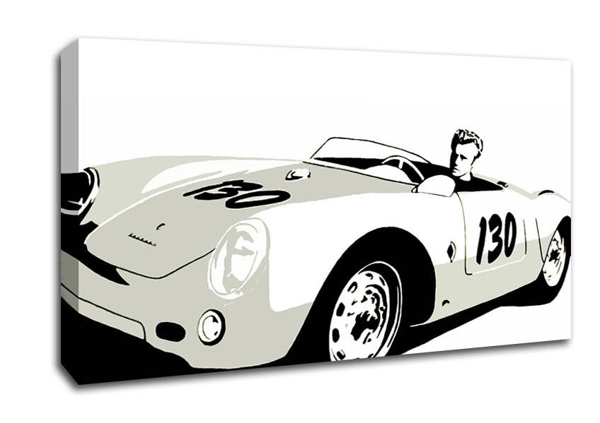 James Dean Car B n W Canvas Wall Art