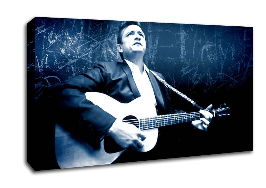Johnny Cash Blue Canvas Wall Art