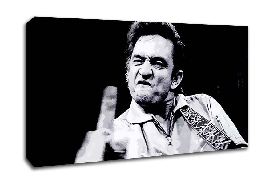 Johnny Cash Finger B n W Canvas Wall Art