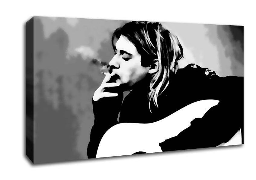 Kurt Cobain Guitar Smoke Canvas Wall Art