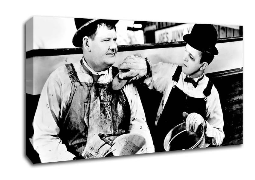 Laurel n Hardy Towed In The Hole Canvas Wall Art