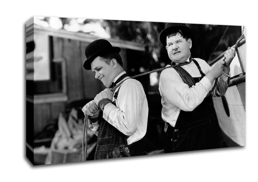 Laurel And Hardy Heave Canvas Wall Art
