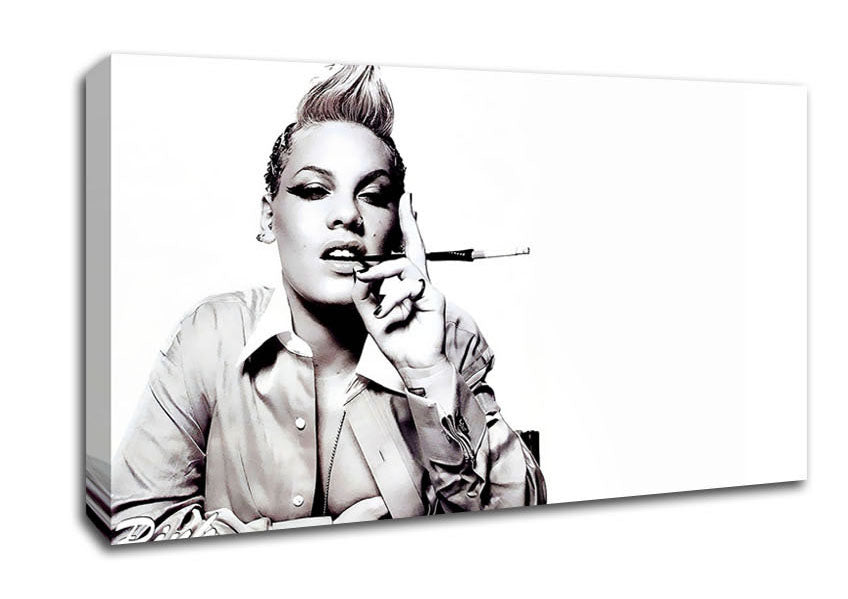 Pink Cigarette B n W Canvas Wall Art