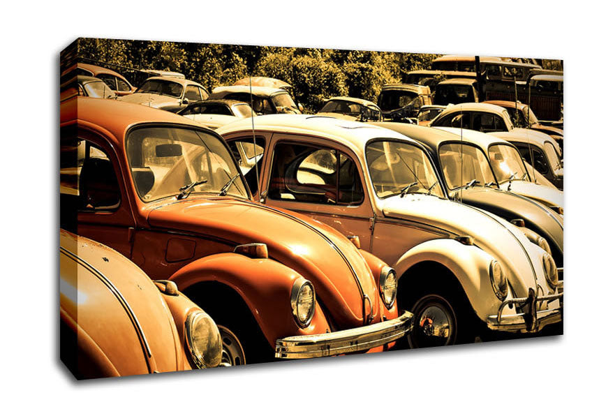 Old Volkswagen Beetle Junkyard Canvas Wall Art