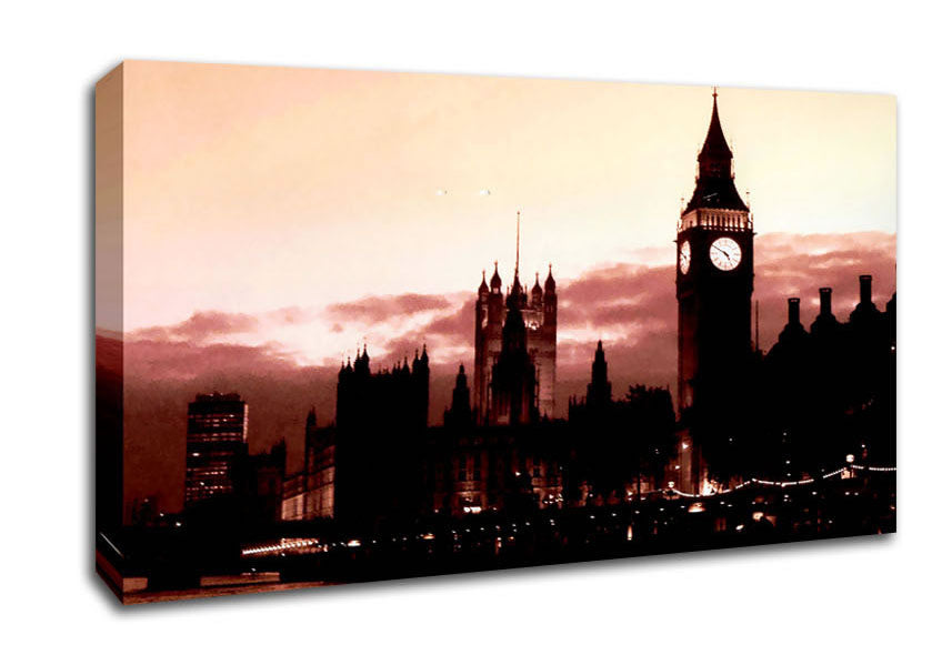 London Big Ben St Pauls Retro Canvas Wall Art