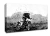 Motor Bike In The Mud B n W Canvas Wall Art