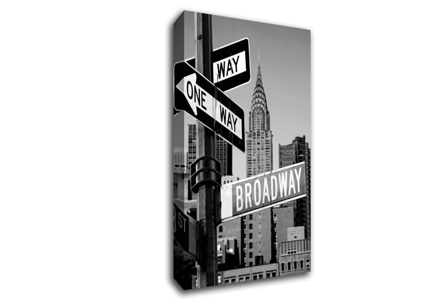 New York Signs To Broadway B n W Canvas Wall Art
