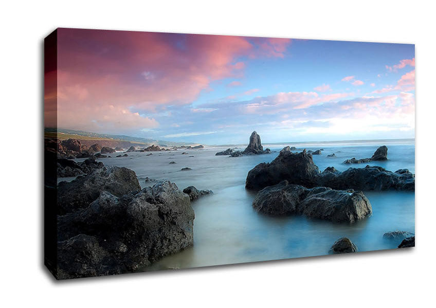 Pink Clouds Over The Morning Ocean Canvas Wall Art