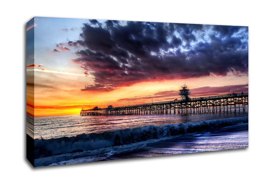 Pier Sunset Ocean Canvas Wall Art