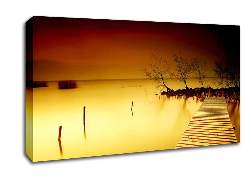 Mystical Boardwalk Yellow Canvas Wall Art