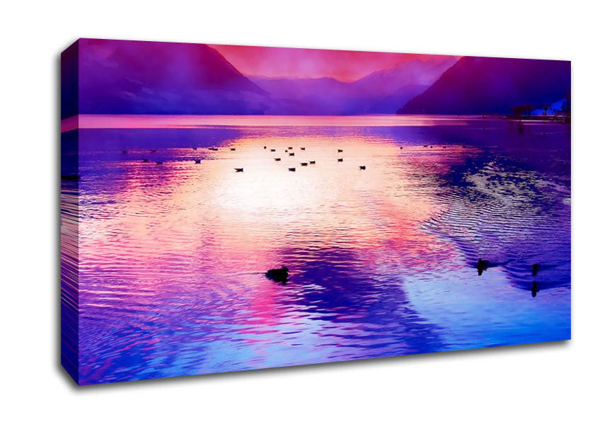 Mountain Lake At Daybreak Canvas Wall Art