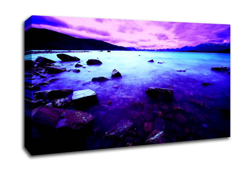 Pink Skies Over The Turquoise Ocean Canvas Wall Art