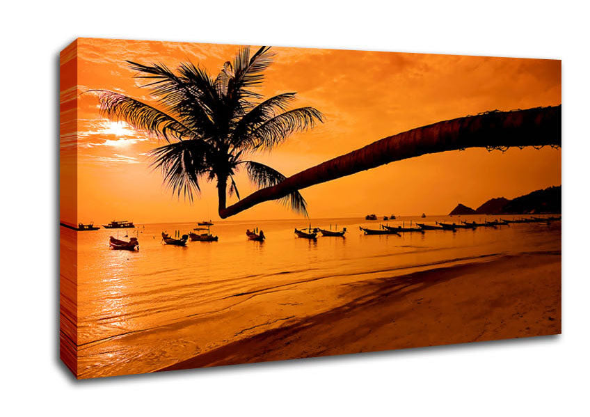 Paradise Island Boats Canvas Wall Art