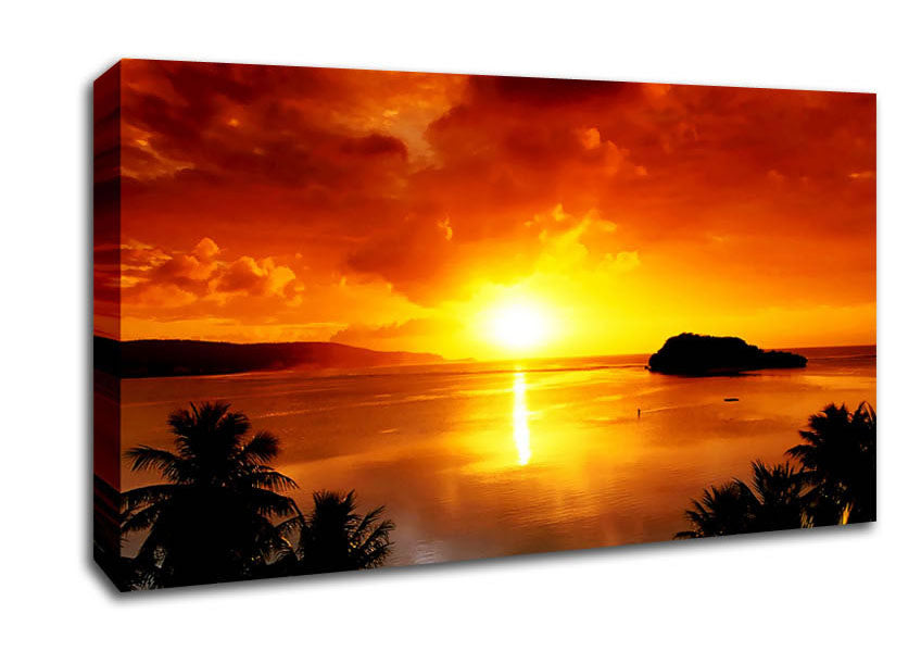 Orange Sunbeam Ocean Canvas Wall Art