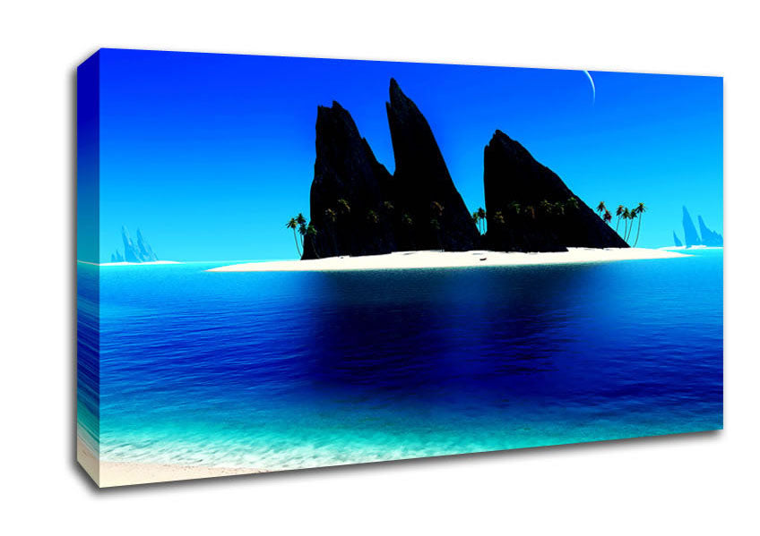 Paradise Island Under The Moon Canvas Wall Art