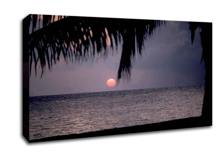 Pink Sun Sunset Canvas Wall Art