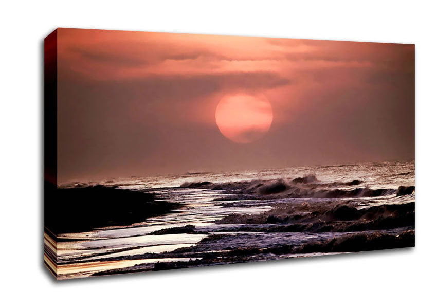 Pink Sunset Ocean Canvas Wall Art