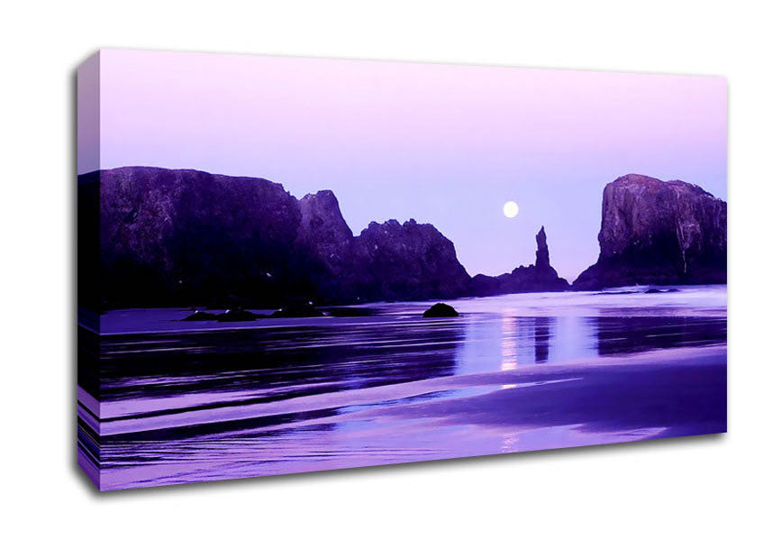 Lilac Moonlit Ocean Canvas Wall Art
