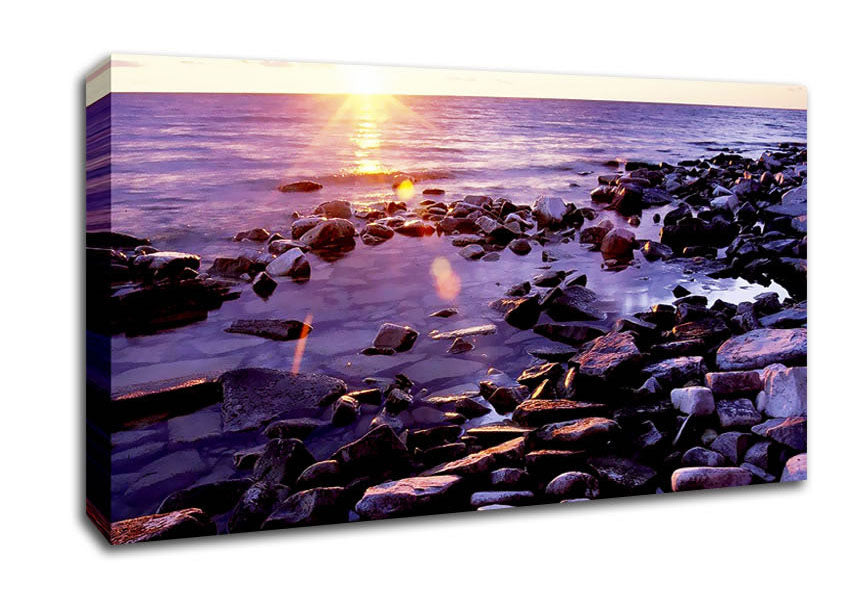 Ocean Pebble Sunrise Canvas Wall Art