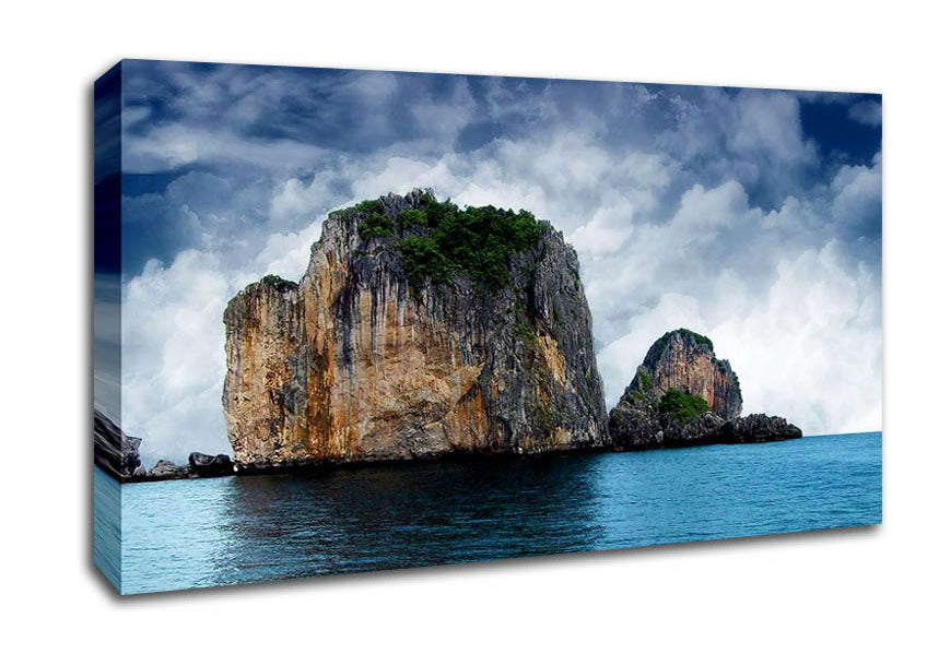 Ocean Island Storm Canvas Wall Art