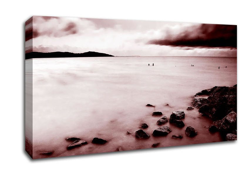 Misty Calm Ocean Rocks Canvas Wall Art