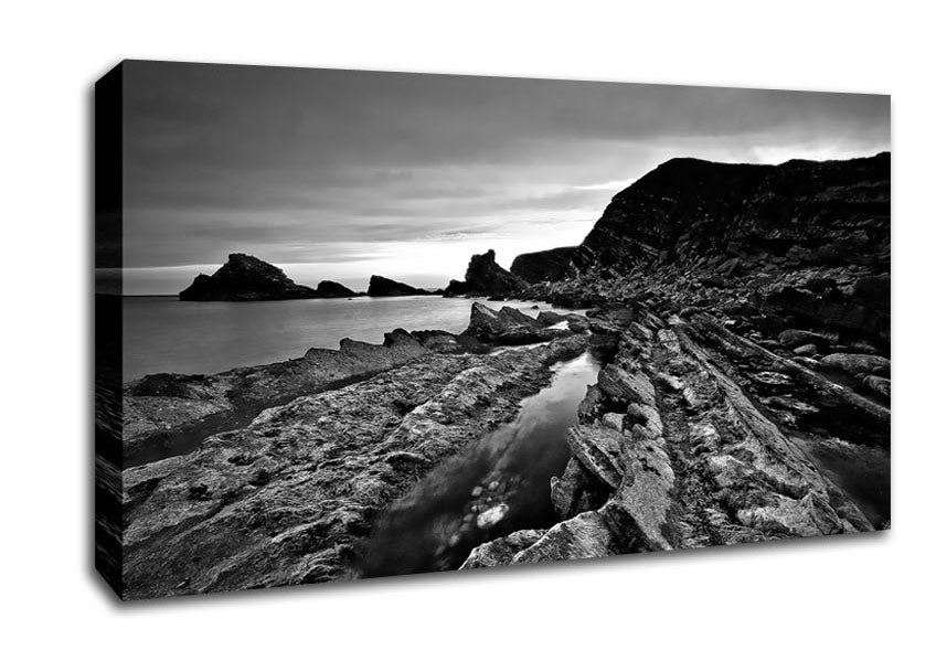Ocean Rock Formation B n W Canvas Wall Art