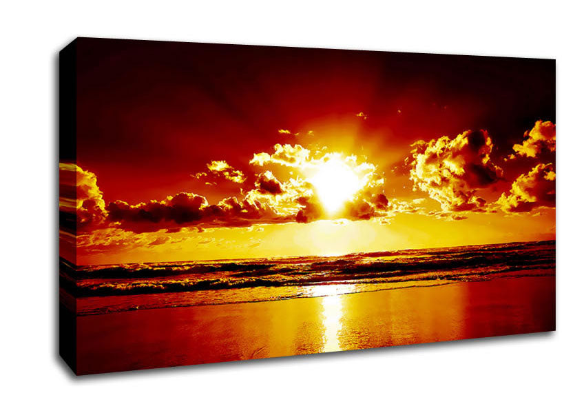 Orange Sunrise Ocean Canvas Wall Art